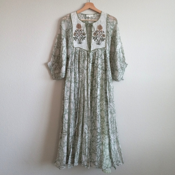Daughters Of India Diya Midi Dress Pistachio Green XS - Picture 6 of 16